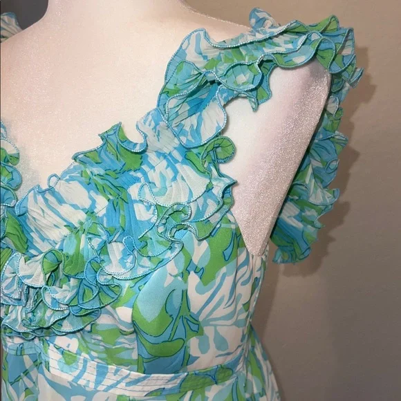 EUC Lilly Pulitzer Chiffon Maxi Ruffle Empire Waist Size 6 - Picture 3 of 16